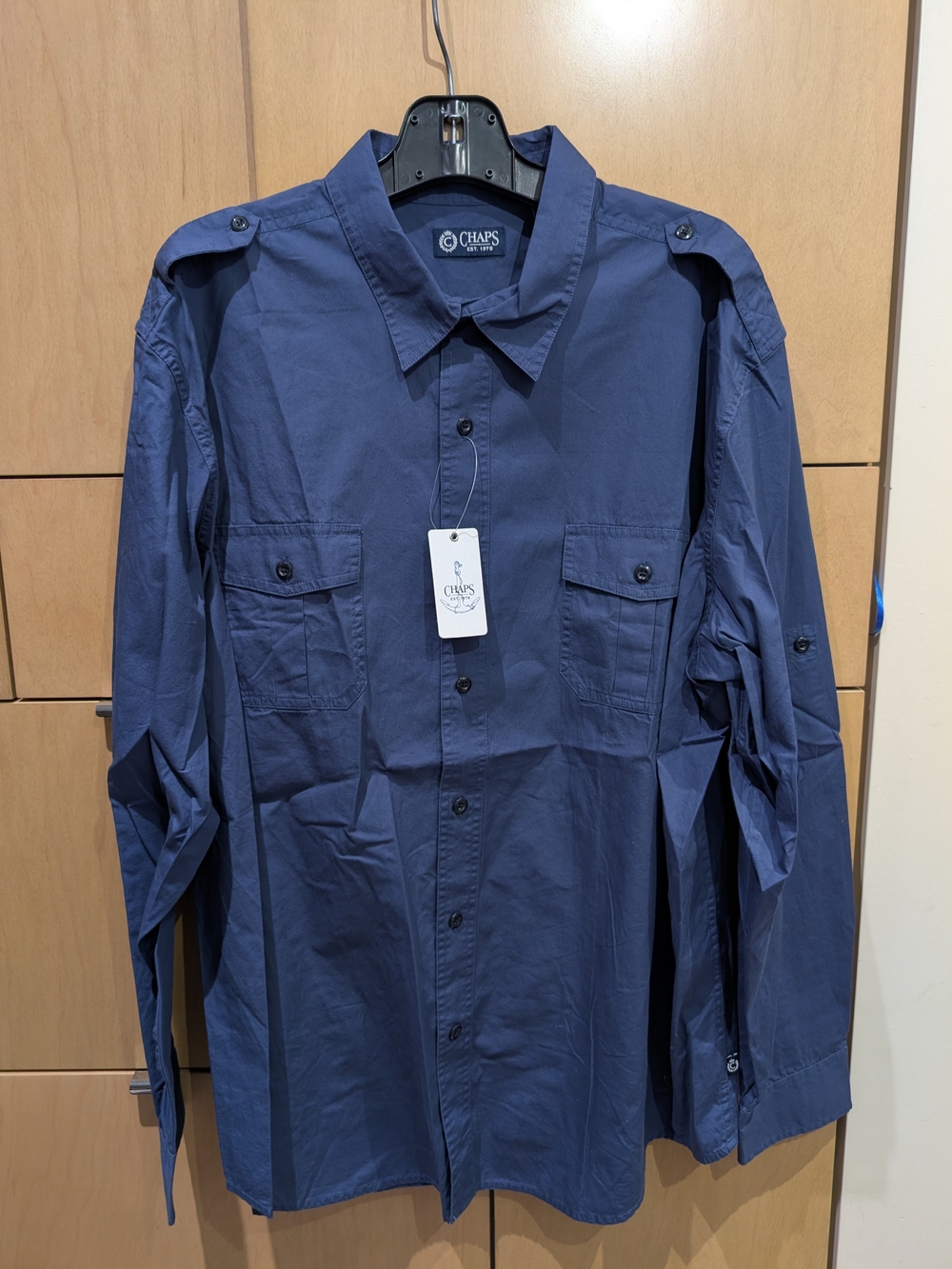 Chaps Men's Navy Button-Down Utility Dress Shirt